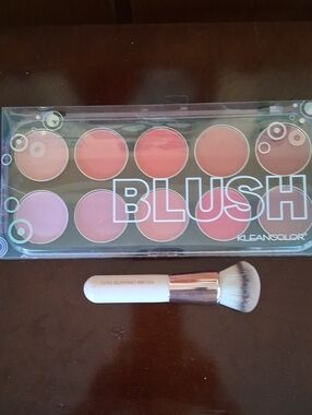Kleancolor Blush Palette - Pink, Peach & Coral Tones with Buffer Brush